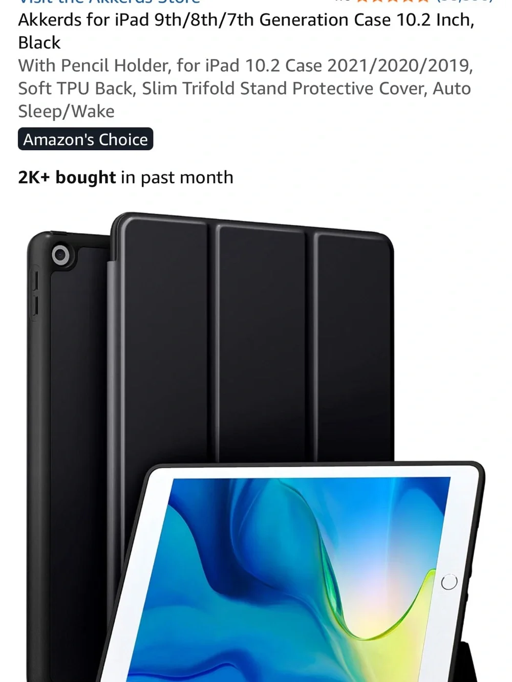 Akkerds Slim Trifold Smart Case with Pencil Holder for Apple iPad 9th/8th/7th Ge